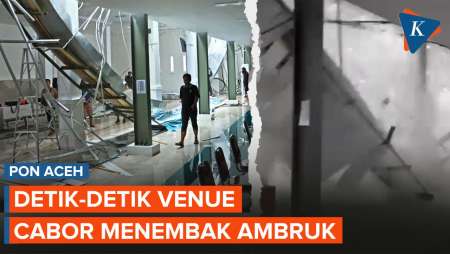 Detik-detik Ambruknya Atap Venue Cabor Menembak PON di Aceh 