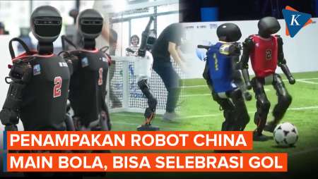 Canggih! Robot China Bisa Main Bola, Lari-lari Kecil dan Selebrasi Gol