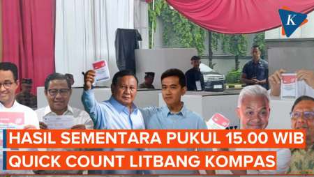 Quick Count Litbang Kompas Pilpres 2024 Pukul 15.00 WIB