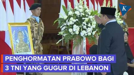 Penghormatan Terakhir Prabowo bagi 3 Prajurit TNI yang Gugur di Lebanon