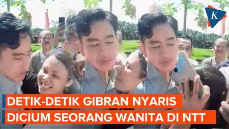 Detik-detik Gibran Hampir Dicium Perempuan saat Berkunjung ke NTT