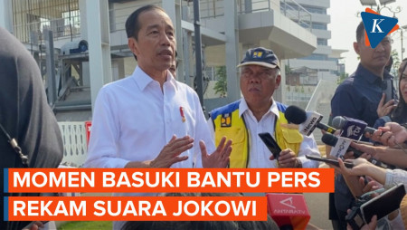 Aksi Menteri PUPR Basuki Pegang Ponsel Wartawan Saat Wawancara Jokowi
