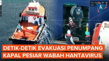 Rekaman Udara Evakuasi Penumpang Kapal Pesiar Terjangkit Hantavirus