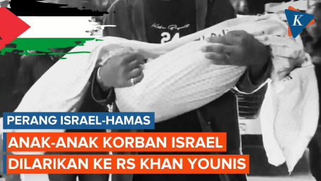 Anak-anak Korban Serangan Israel Dilarikan ke RS Khan Younis