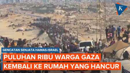 Momen Warga Gaza Berbondong-bondong Kembali ke Kota dan Rumah yang Telah Hancur