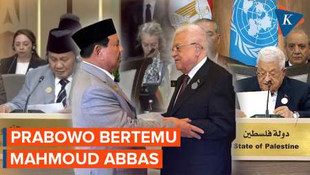Momen Prabowo Bertemu Presiden Otoritas Palestina Mahmoud Abbas di Sela KTT Darurat Gaza