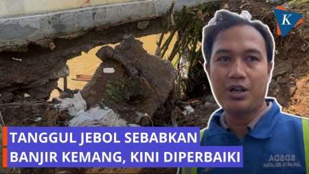 Tanggul Jebol Penyebab Banjir Kemang, Diperbaiki Sementara Pakai Kayu Dolken