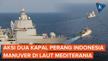 Momen KRI Sultan Iskandar Muda dan KRI Brawijaya Bermanuver di Laut Mediterania