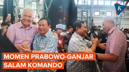 Kompaknya Prabowo-Ganjar, Salam Komando dan Berpelukan 