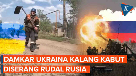 Detik-detik Pemadam Kebakaran Ukraina Dihujani Rudal Rusia