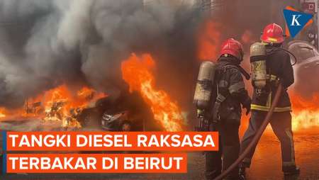 Api Membara! Tangki Diesel Raksaka di Beirut Lebanon Terbakar