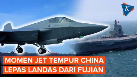 Detik-detik Jet Tempur J-35 Dan J-15 Lepas Landas Dari Kapal Induk Fujian