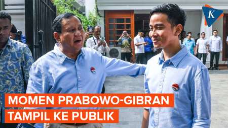 Momen Prabowo-Gibran Tampil Perdana, Kompak Pakai Kemeja Biru