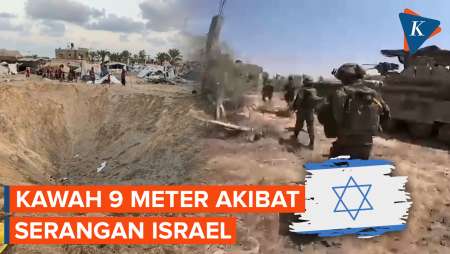 Penampakan Kawah 9 Meter Akibat Serangan Israel