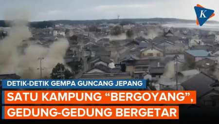 Detik-detik Gempa Jepang, Satu Kampung Bergetar, Bangunan Roboh Ciptakan Debu