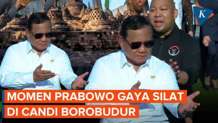 Momen Prabowo Gaya Silat di Candi Borobudur sampai Ditepuk Didit