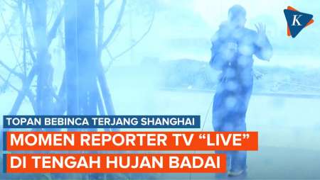 Momen TV China Siaran Langsung Saat Topan Bebinca, Reporter Goyah Diterjang Badai