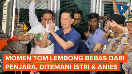 Momen Tom Lembong Bebas dari Penjara, Didampingi Istri dan Anies