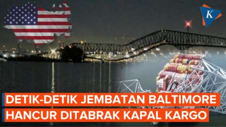 Detik-detik Jembatan Baltimore AS Runtuh Ditabrak Kapal Kargo
