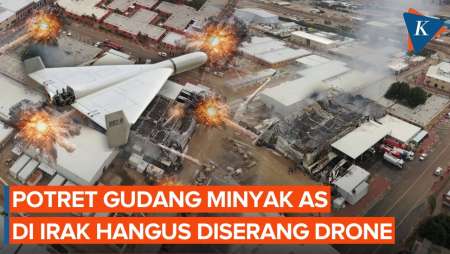Penampakan Gudang Minyak AS Di Irak Hangus Dihantam Drone