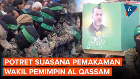 Ramai-ramai Warga dan Pejuang Iringi Pemakaman Wakil Pemimpin Al-Qassam