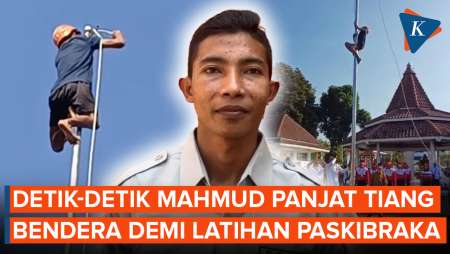 Momen Heroik Mahmud Panjat Tiang Bendera demi Latihan Paskibraka
