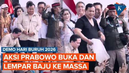 Detik-detik Prabowo Buka Baju Dan Melemparkannya Ke Massa Buruh Di May Day 2026