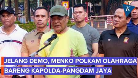 Menko Djamari Olahraga Bareng Kapolda-Pangdam Jaya Di GBK, 1 Km Dari Lokasi Demo DPR
