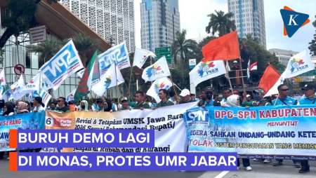 Buruh Demo Lagi Di Kawasan Monas, Kali Ini Protes UMP Jabar