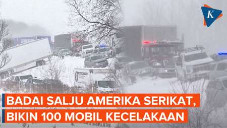Penampakan Badai Salju Di AS, 100 Mobil Terlibat Kecelakaan Beruntun