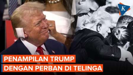 Donald Trump Muncul ke Publik Usai Ditembak, Telinga Masih Diperban Kasa 