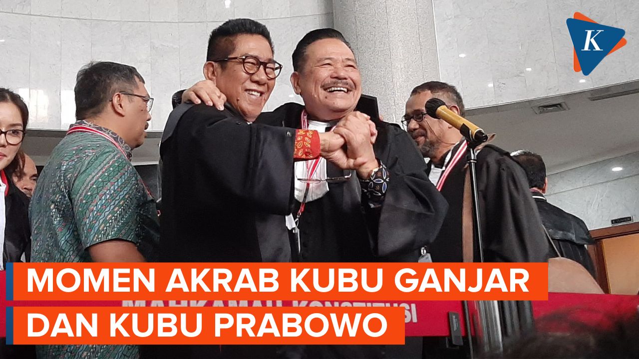 Momen Kuasa Hukum Ganjar dan Prabowo Berpelukan Usai Sidang Sengketa Pilpres