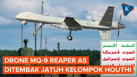 Detik-detik Rudal Houthi Tembak Drone MQ-9 Reaper Milik AS