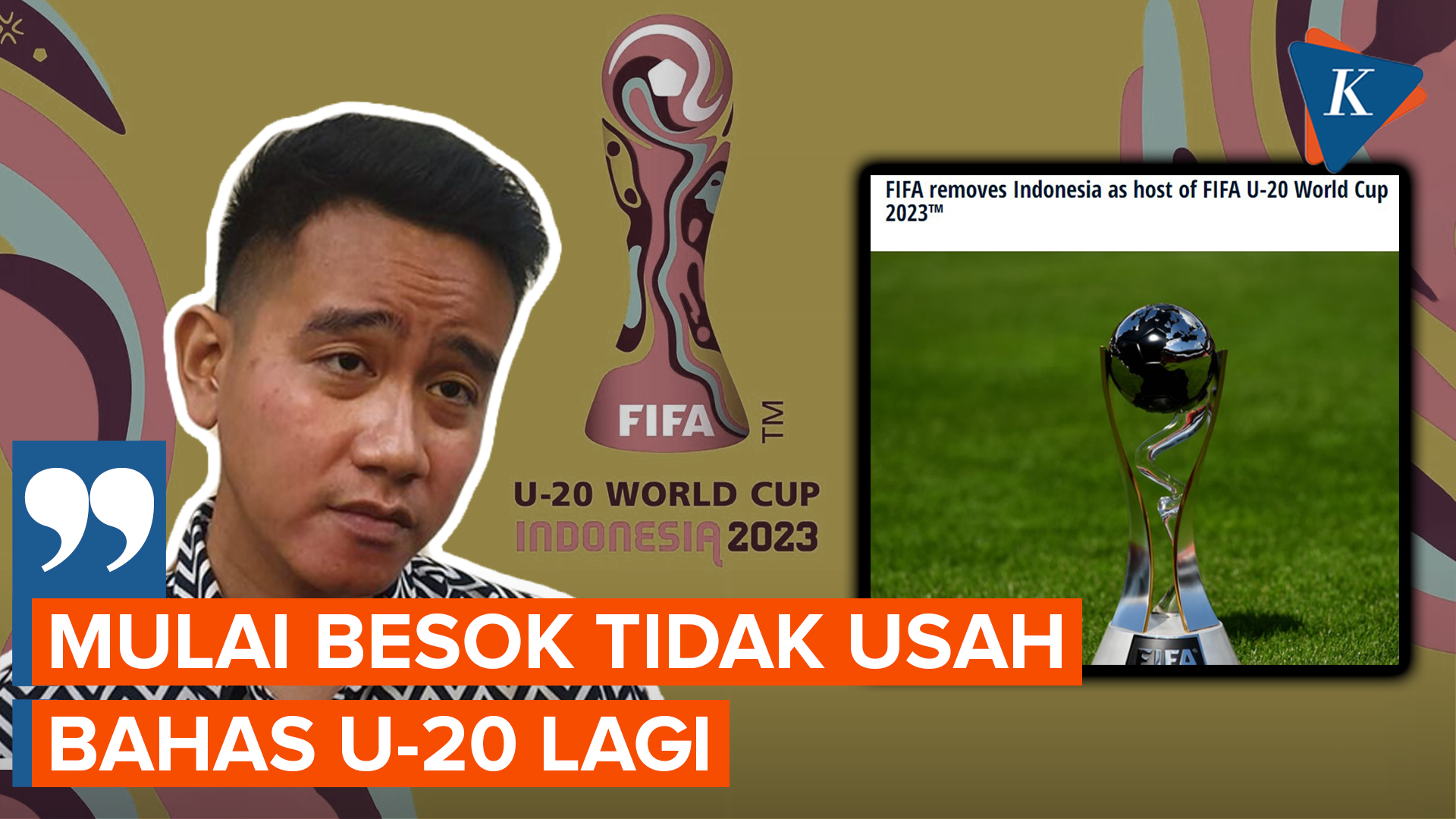 Indonesia Batal Jadi Tuan Rumah Piala Dunia U-20, Ini Kata Gibran