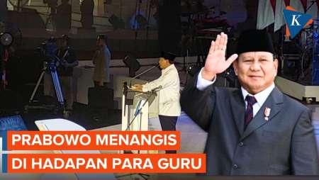 Momen Prabowo Menangis Saat Beri Sambutan Hari Guru