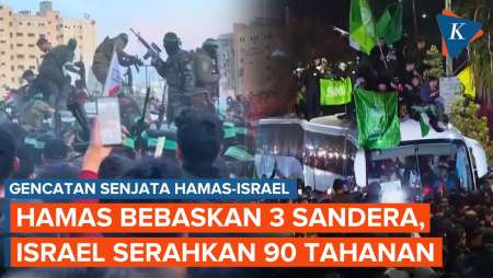 Gencatan Senjata Gaza, Hamas Serahkan 3 Sandera, Dibayar Israel dengan 90 Tahanan Palestina