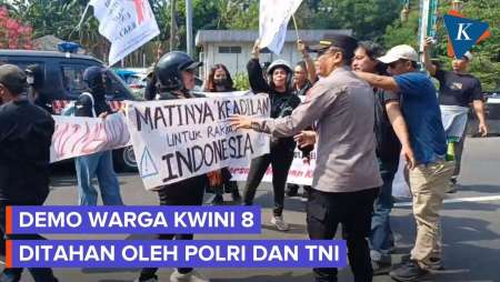 Demo Di Kodam Jaya, Warga Kwini 8 Ditahan Di Depan Halte Cawang