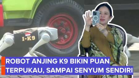 Momen Puan Terkesima dengan Aksi Robot Anjing K9 di HUT Bhayangkara