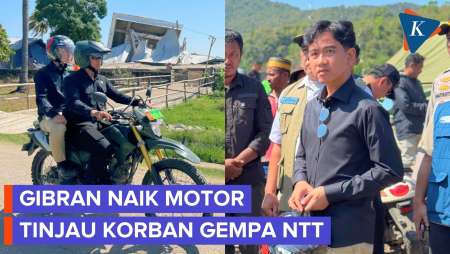 Momen Gibran Naik Motor Lewati Jalan Retak Tinjau Kampung Waso NTT