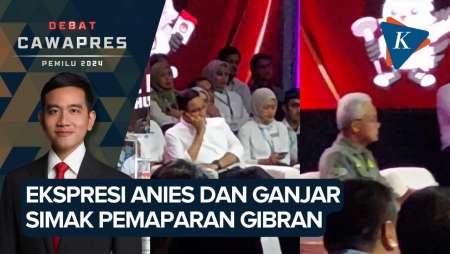 Beda Ekspresi Anies dan Ganjar Menyimak Pemaparan Gibran