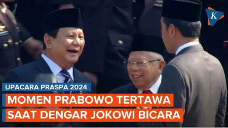 Momen Prabowo Tertawa Saat Dengar Jokowi Bicara di Upacara Praspa 2024