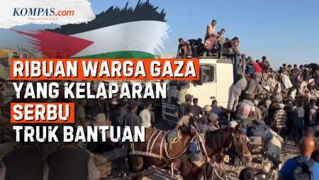 Penampakan Ribuan Warga Gaza Jarah Truk Bantuan Kemanusiaan di Koridor Morag