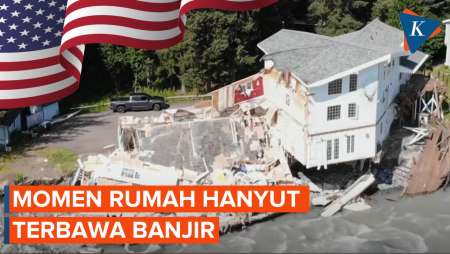 Detik-detik Rumah Roboh Hanyut Terbawa Banjir di Alaska