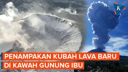 Penampakan Kubah Lava Baru yang Muncul di Kawah Gunung Ibu