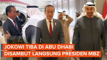 Detik-detik Presiden Jokowi Tiba di Abu Dhabi, Disambut Presiden MBZ di Bandara