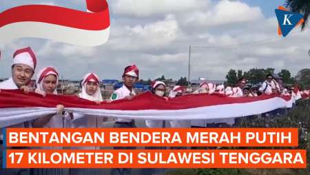 18 Ribu Pelajar Bentangkan Bendera Merah Putih 17 Kilometer di…