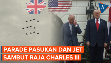 Momen Trump Sambut Raja Charles III Dengan Parade Pasukan Dan Jet Tempur