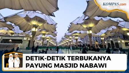 Momen Payung Raksasa Masjid Nabawi Madinah Terbuka