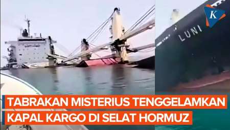 Detik-detik Kapal Kargo Terbelah Dan Tenggelam Di Selat Hormuz Akibat Tabrakan Misterius