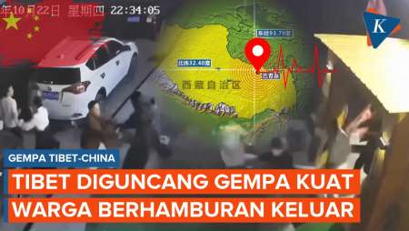CCTV Rekam Detik-detik Gempa Tibet-China Memicu Kepanikan Warga